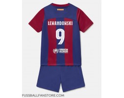 Barcelona Robert Lewandowski #9 Replik Heimtrikot Kinder 2023-24 Kurzarm (+ Kurze Hosen)